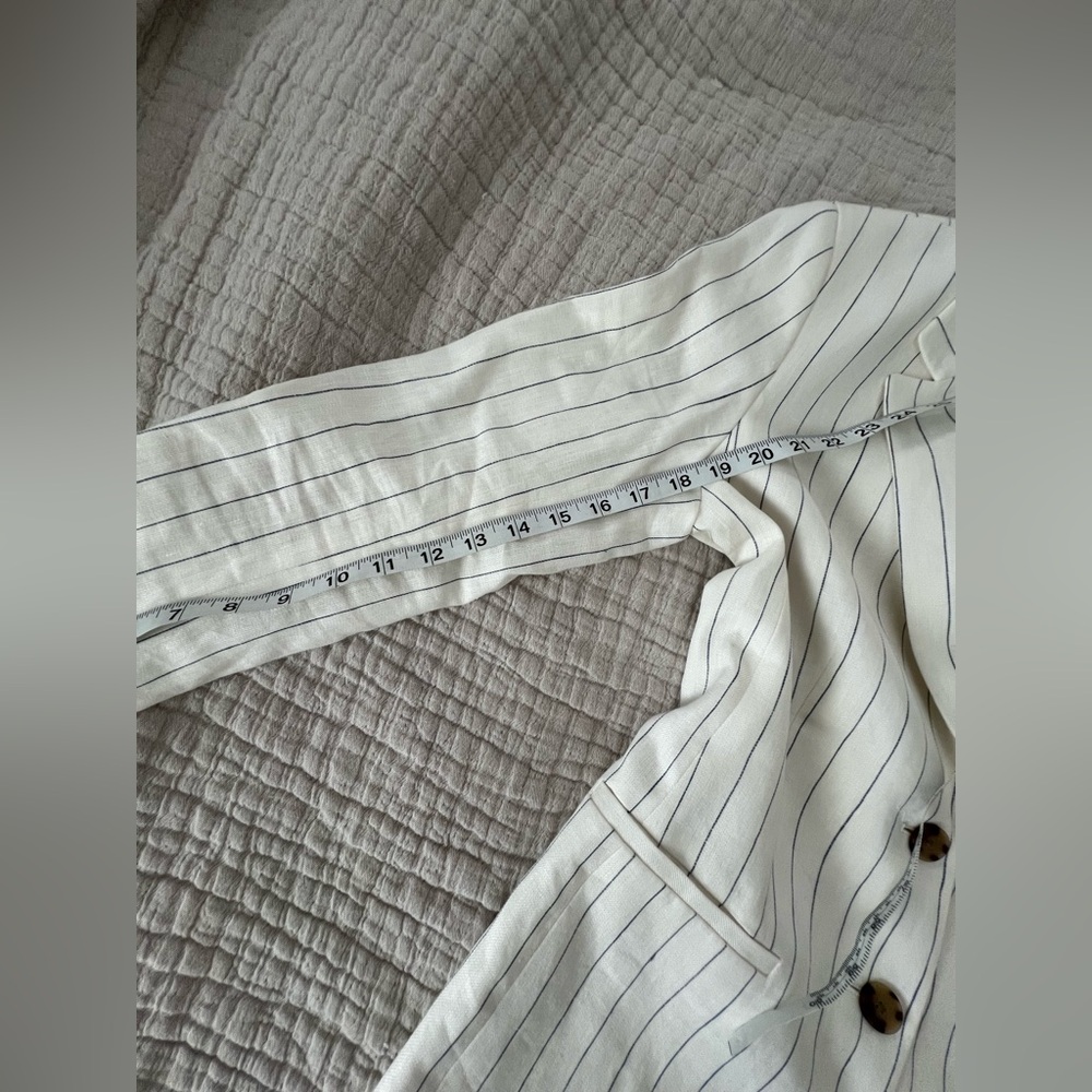 Lafayette 148 Linen White Striped Blazer and Pants Set 2069 - Picture 11 of 12